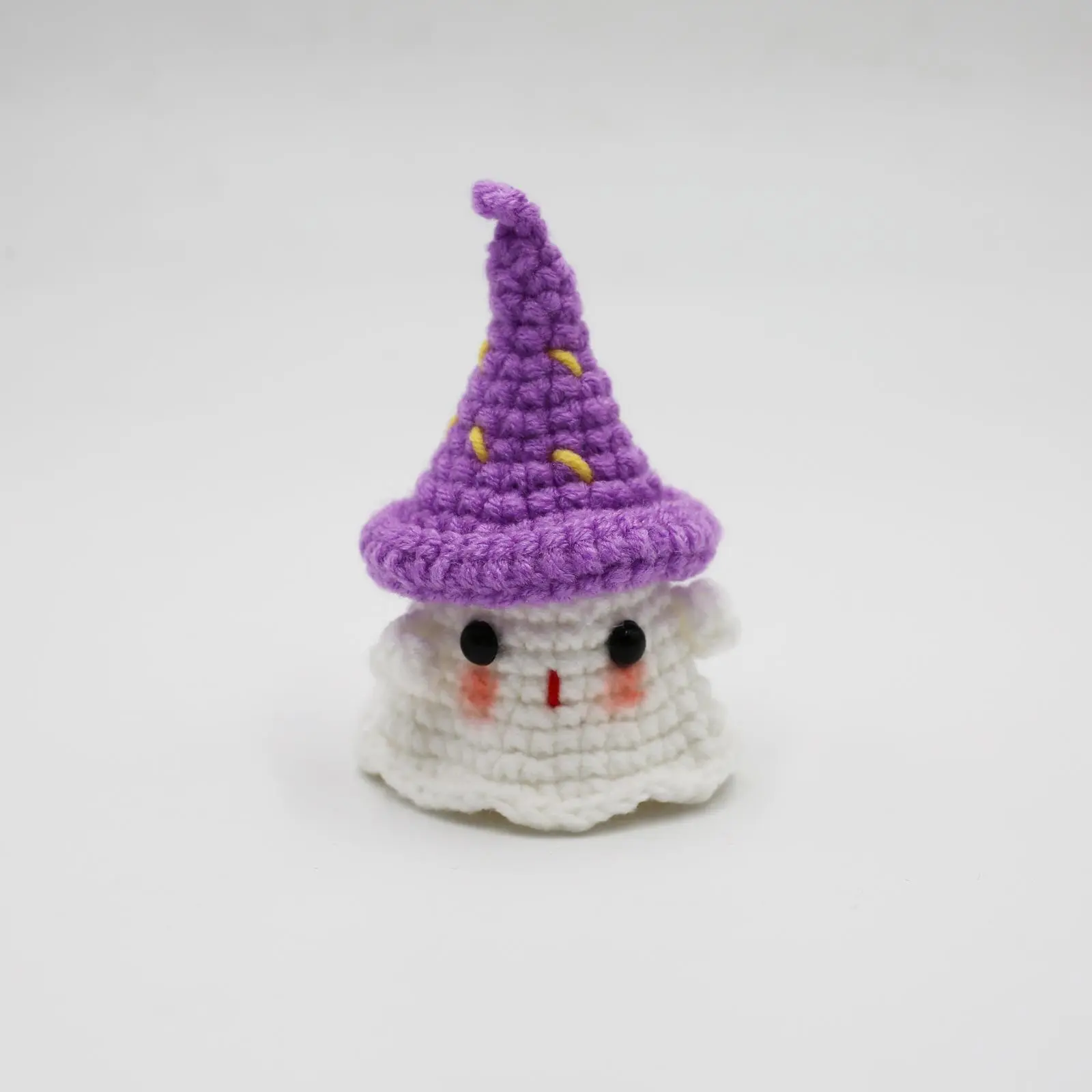 Cartoon Ghost Doll Handmade Crochet Hang Ornament for Handle Bag Decor Animal Knitted Toy Kids Birthday Handiwork Halloween Gift