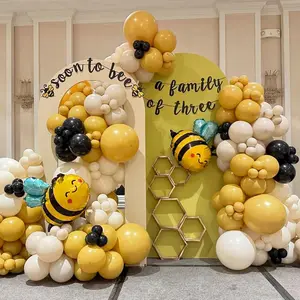 Bee Balloon Arch Garland Kit 138Pcs Lemon Yellow White Sand Black Bee Foil Balloons for What Will It Bee Gender Reveal Baby Shower Decorations Honey Bee Birthday Sunflower Party Supplies