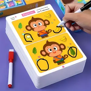 Interactive Spot The Difference Game, 64 Pages Educational Activity Book with 4 Pens & 2 Erasers, Educational Drawing Book for Youngsters, Diverse Illustrations, Engagement, Fun, Attention, Learning Skills, Cognitive Development