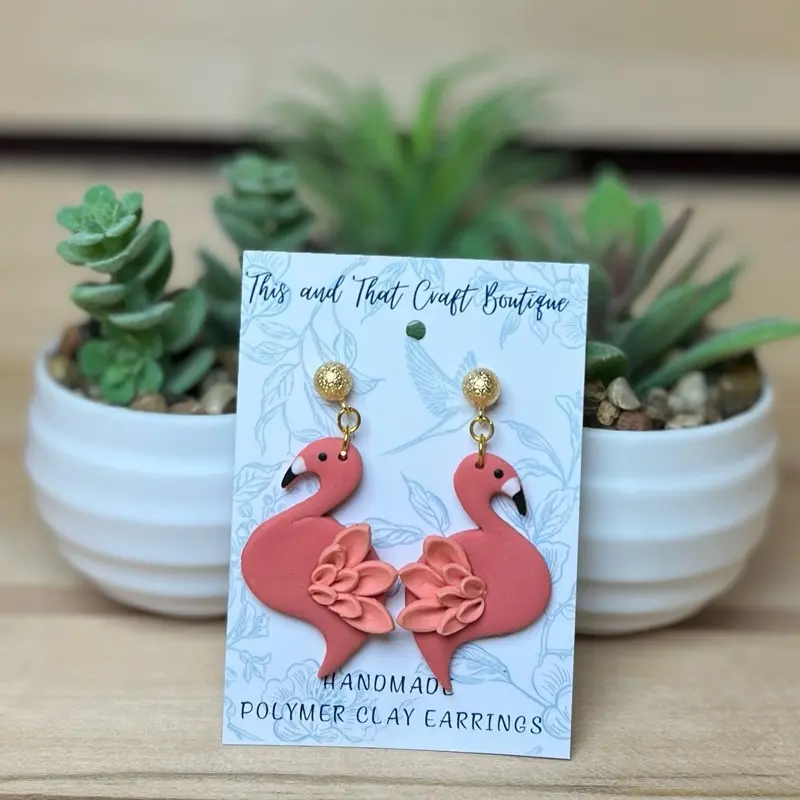 Flamingo Polymer Clay Earrings