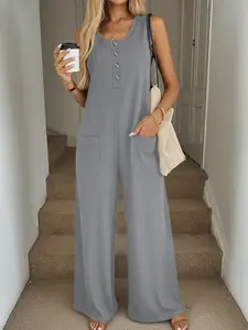 Women's Casual Versatile Pocket Bib Overall Pants Jumpsuit, Comfortable All-Season Wear, Perfect for Daily & Leisure Activities