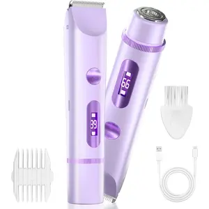 Bikini Trimmer for Women 2in1 High Power Epilators Hair Removal Waterproof Electric Razors Women's Electric Razor  for Women for Ladies Face UnderarmsLegs(Purple)