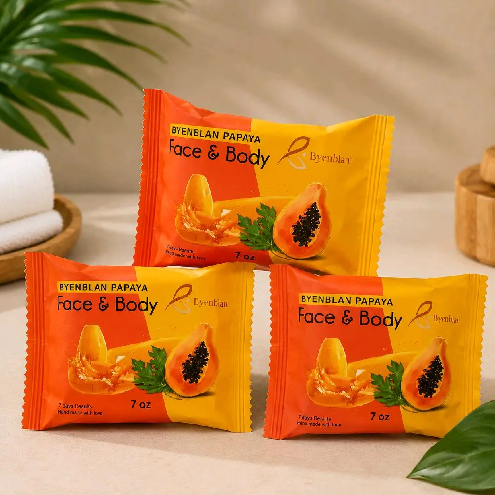 3 Pieces Byenblan Papaya Face &Body Soap- Natural Papaya extract For Gentle Cleansing- Versatile For All Skin Types - Perfect For Daily Skincare