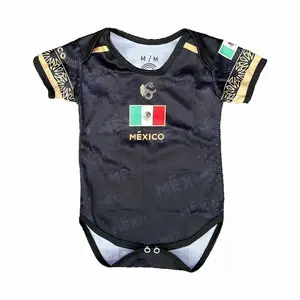 México Soccer Jersey For Baby Black Color with Team Logo and National Flag Design