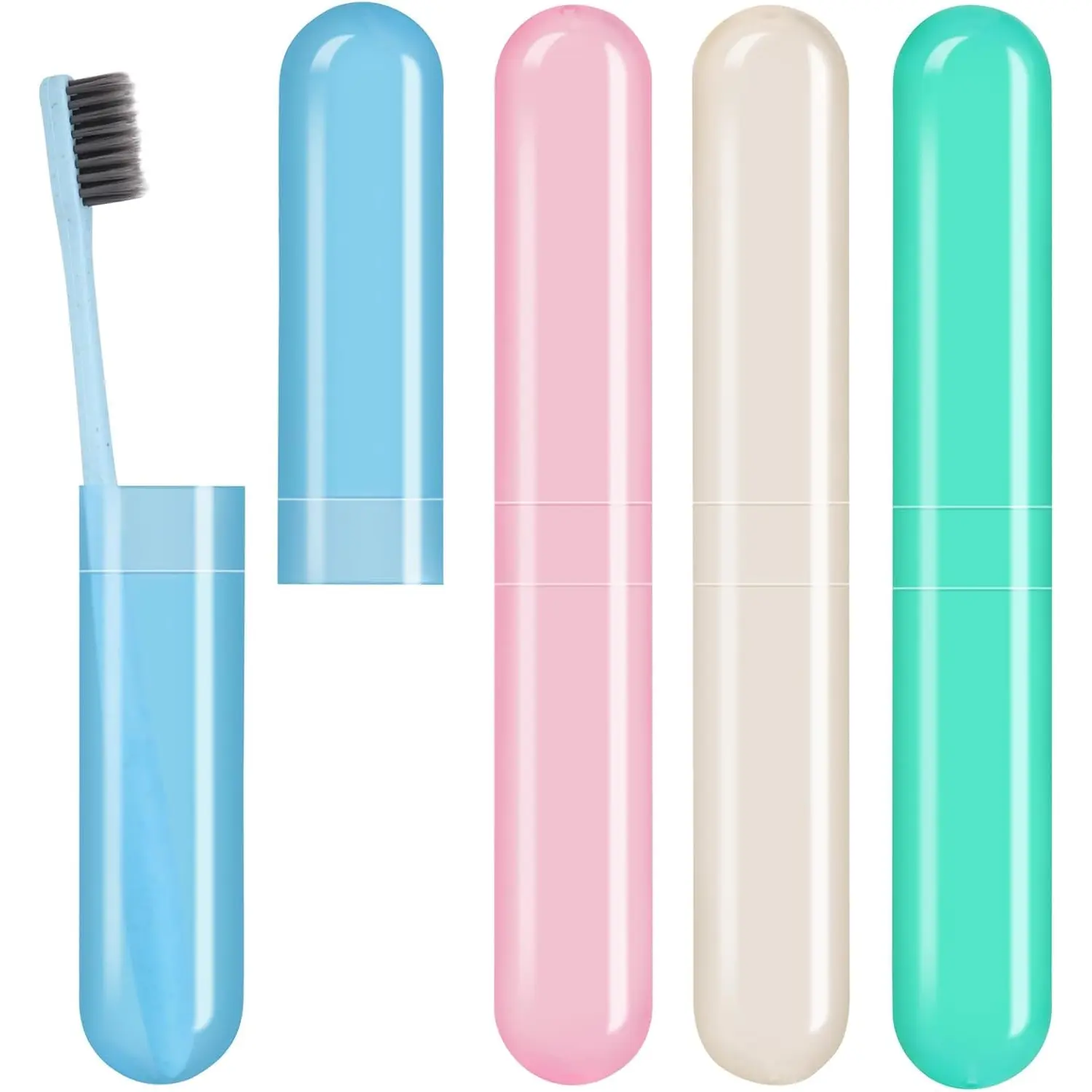 4 Pack Toothbrush Cases Travel Toothbrush Holder Portable Toothbrush Container Case Plastic Toothbrush Carrier Cover Case for Traveling, Bathroom, School, Home, Camping