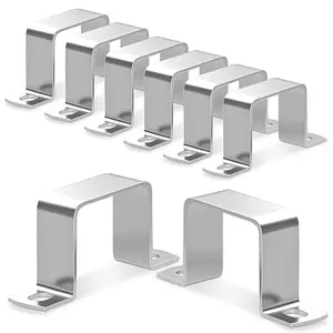 304 Stainless Steel Heavy Duty Square Pipe Clamp, 40x40 Mm, U-Shaped Tubing Holder, Angled Clamps for 40mm Pipes, Set of 8, Robust & Reliable