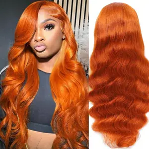 Ginger Orange Body Wave 30 Inch Ginger Lace Front Wigs Human Hair 200% Density Human Hair Pre Plucked with Baby Hair Orange 13x6 HD Lace Front Wigs Glueless Wig for Black Women summerwins