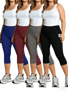 High Waist Yoga Capris 4-Pack – Silky Smooth, Biker Shorts, Breathable & Sweat-Wicking for Running & Spring Outfits