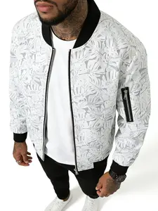 Men's casual baseball collar jacket, Casual Fashionable Jacket, with arm zipper decoration, zipper closure, 100% polyester, machine washable, printed fabric, suitable for daily outings, casual sports wear, spring and autumn