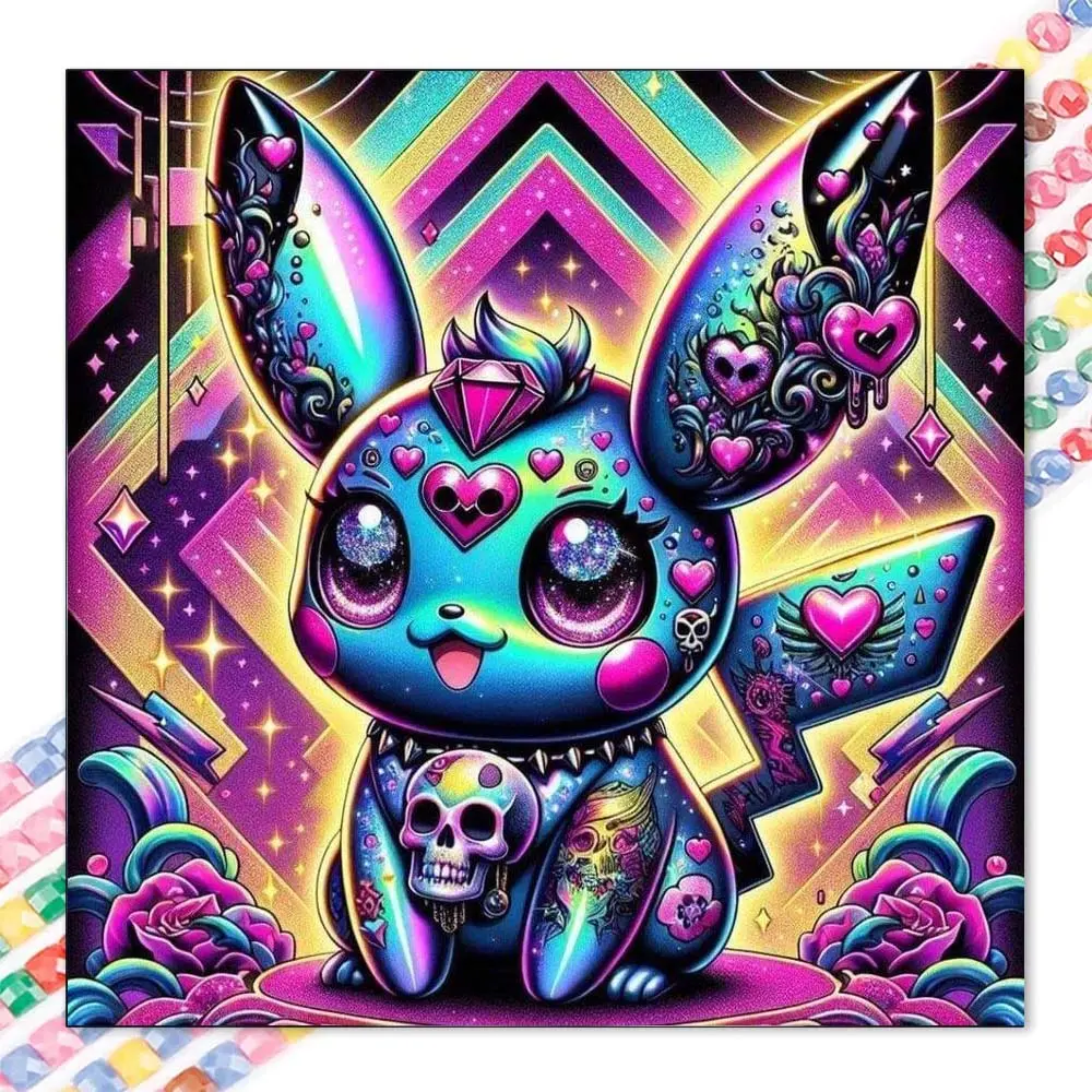 1 DIY handmade diamond painting kit, 5D diamond art set, DIY decoration, dream Pikachu diamond painting kit with full round diamonds, mosaic, diamond art, DIY art home decor, Crafts, suitable for Christmas.