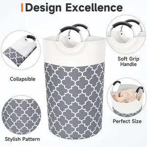 Large Laundry Basket Hamper Bag Washing Bin Clothes Bag Collapsible Tall with Handles Waterproof Travel Bathroom College Essentials Storage for College Dorm