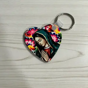 Virgencita heart keychain