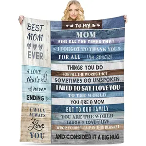 Gifts for Mom, Anniversary Birthday Gifts for Mom, Blanket to Mom from Daughter Son, Presents for Mother's Day,Christmas, Valentines, Soft Flannel Throw Blanket Bed Blanket (50x60)