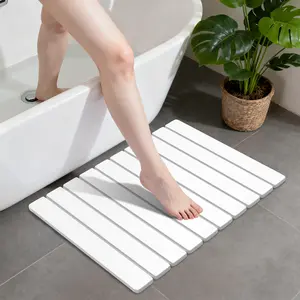 Stone Bath Mats for Bathroom, Non-Slip Stone Shower Mat Super Absorbent 24x 16 Diatomaceous Earth Bath Mat, Quick Dry Leakproof Bathroom Drying Mats Easy to Clean Home Floor Decor RV Essentials