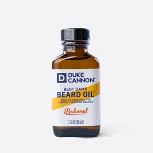 Duke Cannon Supply Co. Beast Damn Beard Oil - Redwood Scent | 3 fl. oz | Premium Natural Blend with Apricot Kernel, Argan, and Jojoba Oils | 3X Size, Long-Lasting Formula for Softer, Hardworking Beards