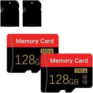 2 Pack Micro Memory Card 128 GB with Adapter, C10/U3/UHS-I/A1, TransFlash Card, TF for Camera, Smartphone, Tablet, Drone (Red 128GB *2)
