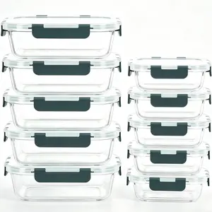 20 Pcs Glass Meal Prep Containers with Lids, MCIRCO Food Storage Containers with Snap Locking Lids, Airtight Lunch Containers, Microwave, Oven, Freezer and Dishwasher