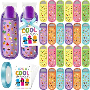 JAPBOR End of School Year Gift - 49PCS Graduation Ice Pop Sleeves with Gift Cards for Students, Reusable Colorful Freezer Pop Holder Bag for Kids Child Gra