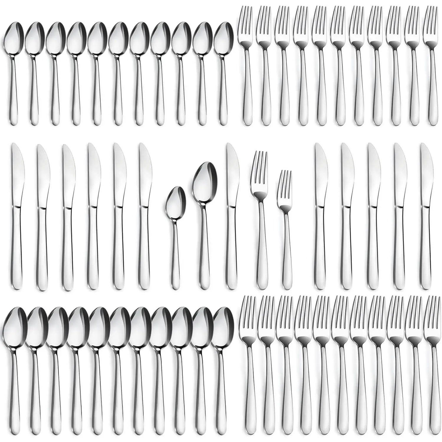 30/60-Piece Silverware Set Service for 6/12, Premium Stainless Steel Flatware Set, Include Forks Spoons and Knives Set, Mirror Polished Cutlery Utensil Set for Home Restaurant, Dishwasher Safe