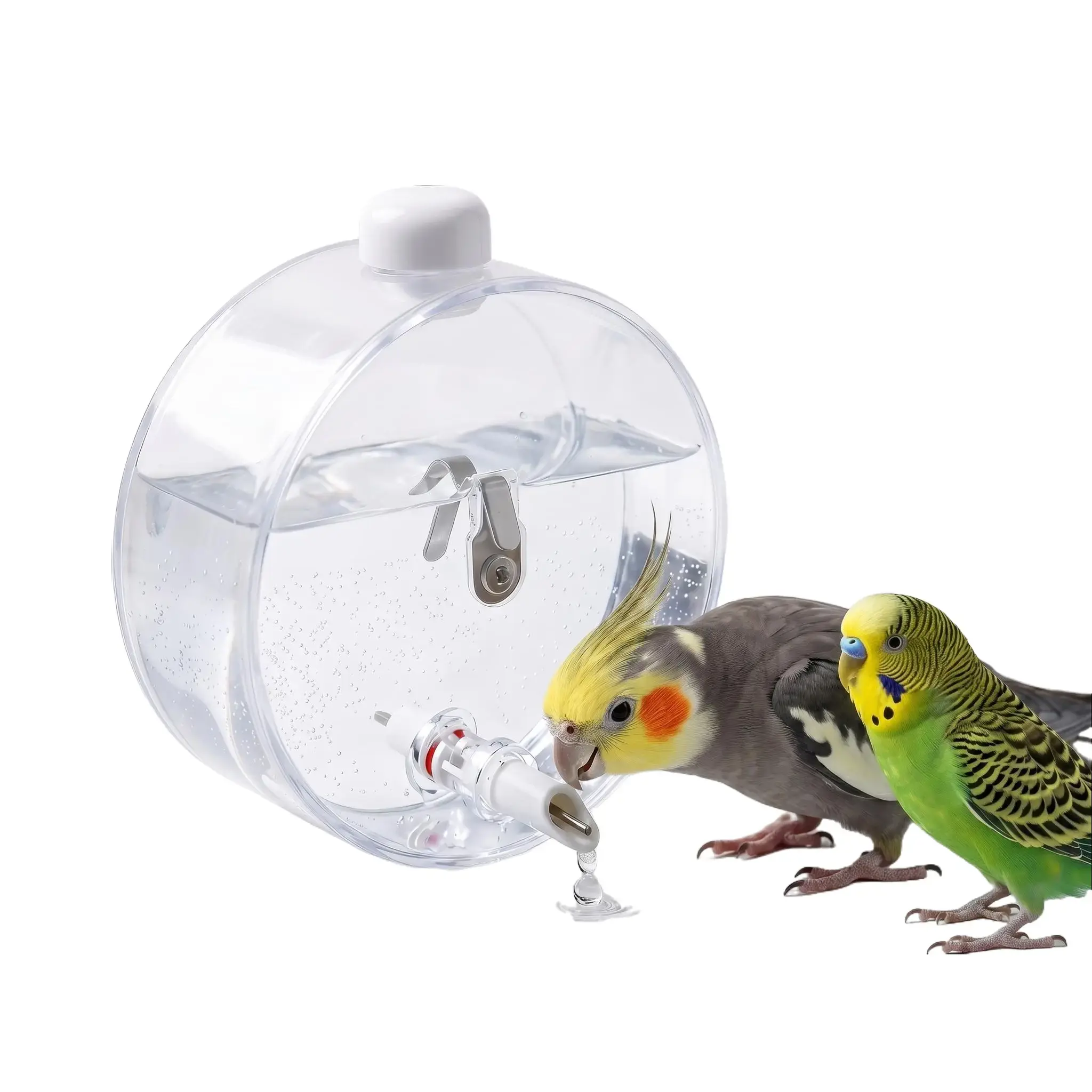 350ml Automatic Cage-Mounted Hassle-Free Waterer & No Mess Feeder, Waterproof Leak-Proof Easy-Clean Pet Supply for Small Birds (Parrots/Budgies), Bird Feeding Tool, Hassle-Free Cage Waterer