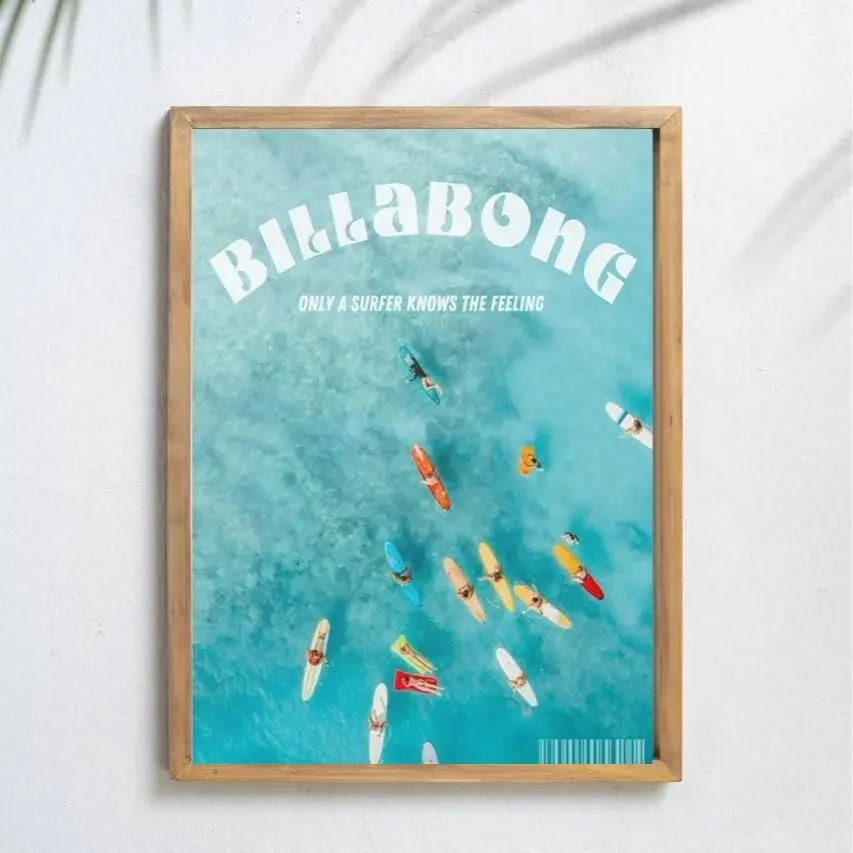 Vintage Billabong Surfing Anime Style Print Design Poster - No Frame, Wardrobe Wall Decor, All Seasons Home Decor for Balcony, Bathroom, Up to 65% Off, Free Shipping, Picture Image Prints