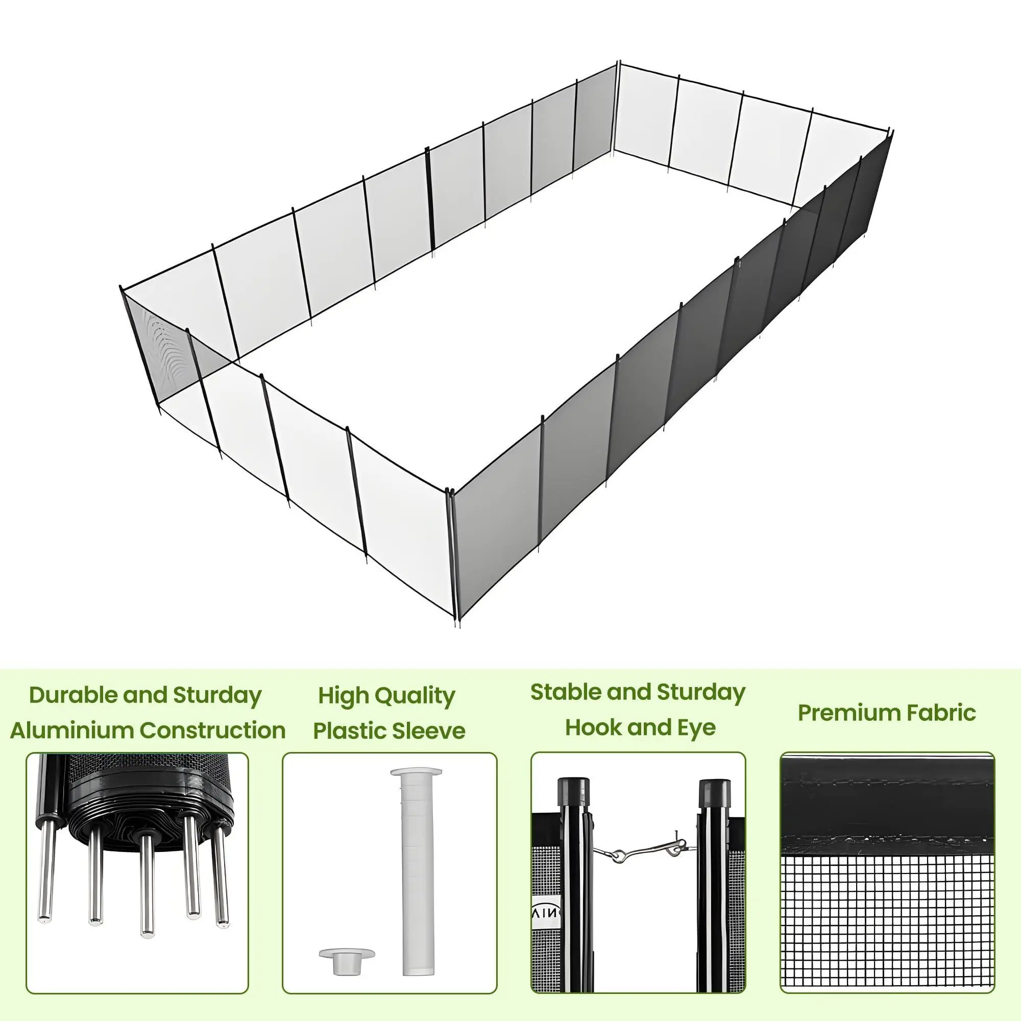GAOMON Pool Fence 4Ft x 60Ft Swimming Pool Fence in Ground Pool Safety Fencing