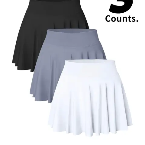 Women's Solid Color 2 in 1 High Waist Sports Skort, Sporty Breathable Skorts, Casual Comfy Breathable Skort for Tennis and Golf, Ladies Sportswear for All Seasons, Stretchy Sports Skort, Workout Tennis Skorts