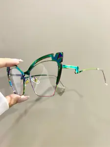 Fashion Cat Eye Metal Frame Eyeglasses, Trendy Casual Eyeglasses for Women & Men, Fashion Eyeglasses for Work, Daily Clothing Decor, Perfect for Student Daily Use, Fashion Eyewear, Casual Stylish Glasses