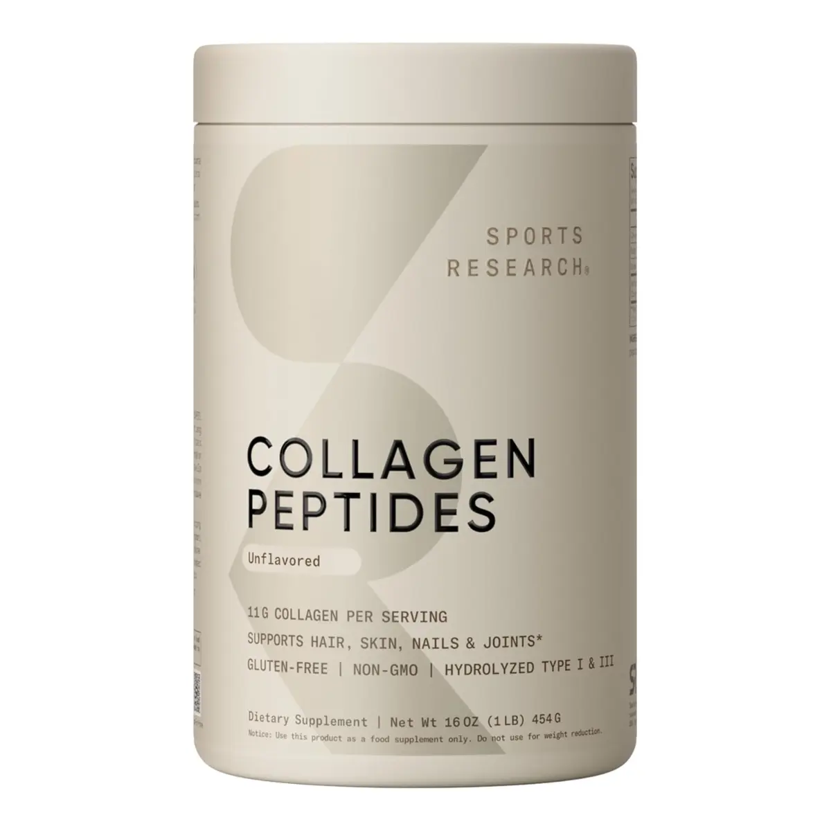 Sports Research Collagen Peptides - Hydrolyzed Type 1 & 3 Collagen Powder Protein Supplement for Healthy Skin, Nails, & Joints - Easy Mixing Vital Nutrients & Proteins, Collagen for Women & Men