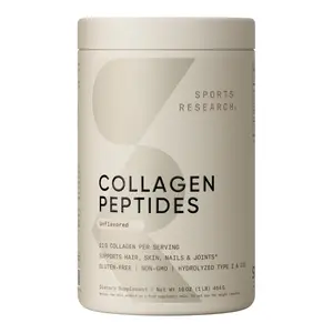 Sports Research Collagen Peptides - Hydrolyzed Type 1 & 3 Collagen Powder Protein Supplement for Healthy Skin, Nails, & Joints - Easy Mixing Vital Nutrients & Proteins, Collagen for Women & Men