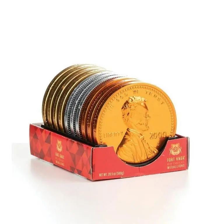 Fort Knox Huge Medallion Mixed Coins Chocolate 3.94" 2oz 10 ct