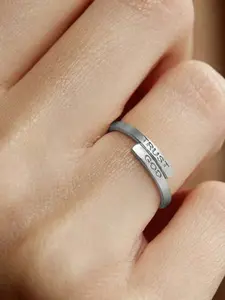 Believe in God Engraved Stainless Steel Ring, Non-Tarnish Adjustable Open Band, Casual Leopard Pattern, All Seasons Jewelry