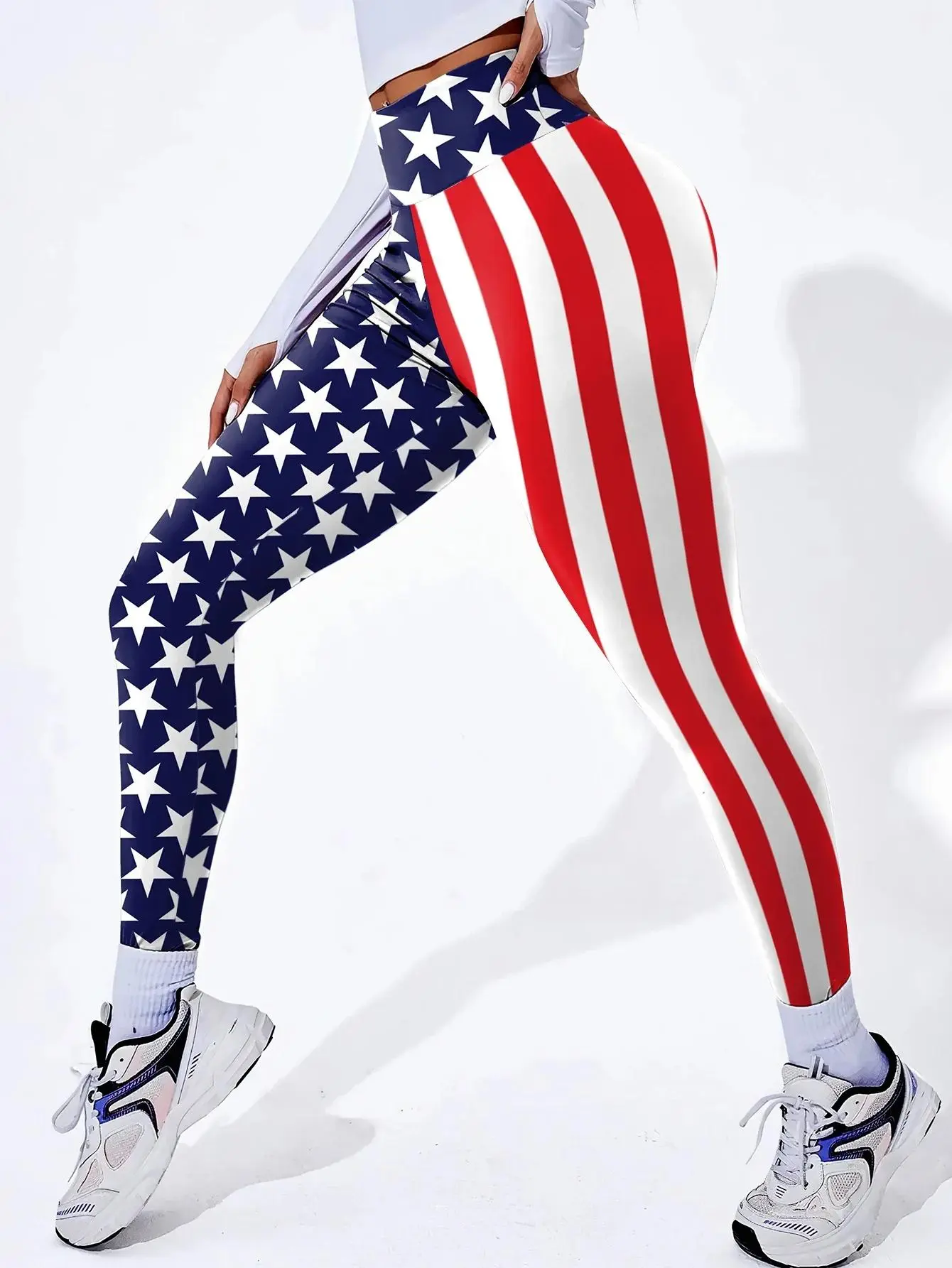 Women's US Pride Nation Pride National Flag Printed Yoga Pants - Female Sporty Tights for Festival Events, Sports & Outdoor Performances, Sporty Sports Bottoms