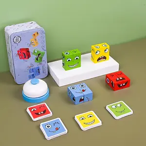 Wooden Expressions Face-Changing Cube Building Blocks , Family Night Puzzle Game ,Educational Game For Children .