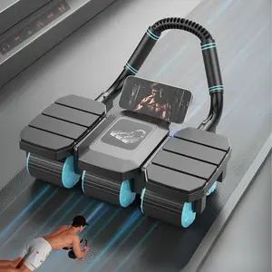 New 6 Wheels Ab Roller with Knee Mat, 1 Count Automatic Rebound Abdominal Exercise Roller with Elbow Sustain for Women & Men, Abdominal Workout Wheel