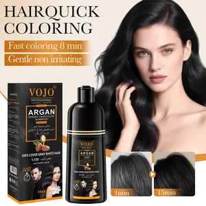 VOJO Argan Shine Moisturizing Hair Color Shampoo 100% Cover Gray White 10 Minutes Fast Gentle Non-Irritating Formula Long Lasting Color Lock Fresh Plant Infused