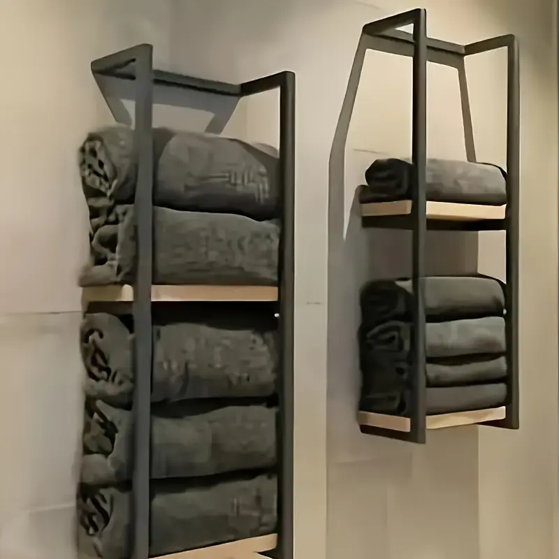 1/2pcs 2 Layer Towel Storage Rack, Wall Hanging Towel Storage Rack, for home Decor Rack, Space Saving Organizer for Home Rooms, Bathrooms, Bedrooms