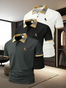 Men's Short Sleeve Polo Shirt, Summer Casual Fitted Design, Anti-Wrinkle Quick-Dry Fabric, Available in Multiple Colors