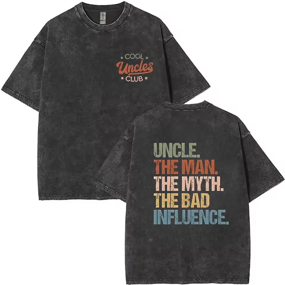 Cool Uncles Club The Man Myth Bad Influence Double Sides Shirt 100% Cotton Unisex Classic Fit Funny Uncle Gifts Best Uncle Ever T-shirt