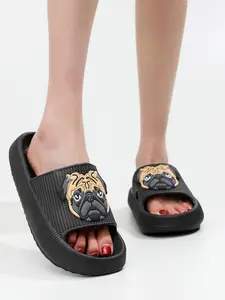 Pug Slippers  Non Slip Quick Drying Bathroom Sandals Comfortable Cloud Pattern Sandals for Men and Women, Soft Summer Beach Shoes, Low Arch Support, Ideal for Casual Activities, Low Top Slippers, Non Slip Footwear