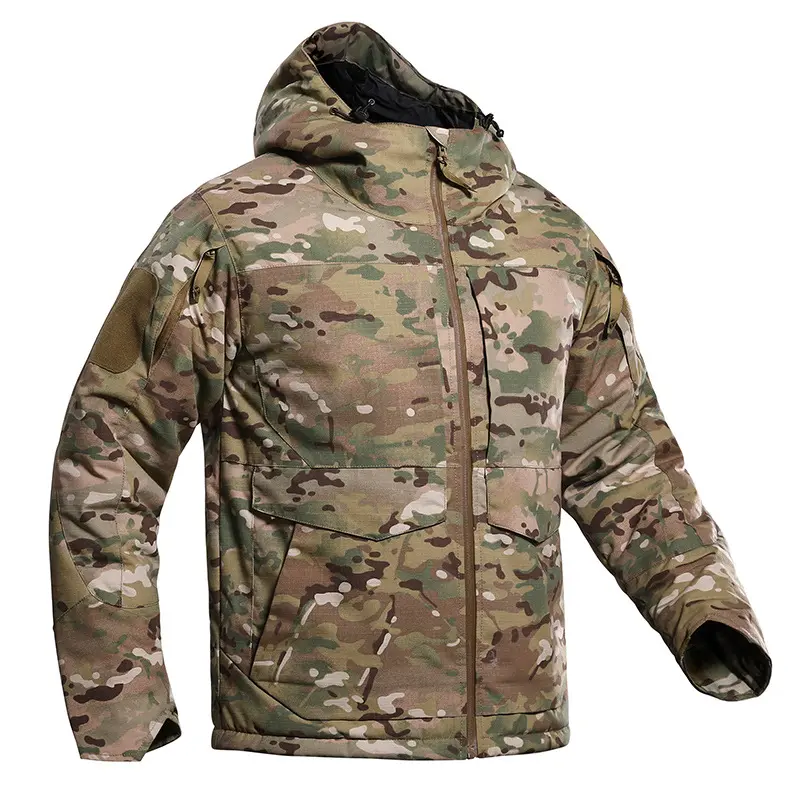 Men's Classic Tactical Camouflage Outdoor Cargo Jacket - Multifunctional Workwear Top with Water-Repellent Windproof Fabric, Adjustable Cuffs, Linen Lining, Heat Reflector, Ergonomic Design, Pockets for Winter Patrol, Size M, Ideal for Camping&Hiking