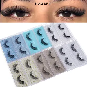 MAGEFY 12 Pairs 6 Styles False Eyelashes, Cat Eye Fox Eye Lash Extensions, Russian Roll Wispy Fake Mink Lashes, Soft Fiber Natural Eyelashes for Women Makeup & Cosmetics