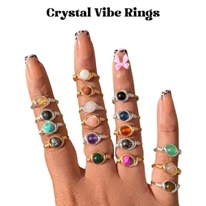 Crystal Vibe Rings - Love, Health, Wisdom with Amethyst and Rose Quartz spirituality red carnelian