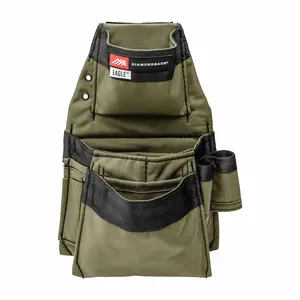 Diamondback Toolbelts Eagle Side Pouch Utility Jacket - Green, Medium, Slim Profile, Side Pockets, Front Pocket, Side Straps, Hook Loops
