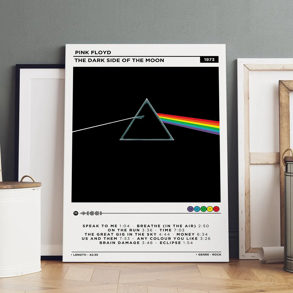 1Count Wooden Frame Canvas, Pink Floyd The Dark Side of the Moon Poster, Fashion Art Living Room Decoration, Modern Art, High Definition Home Poster, Affordable poster, Bedroom Mural, Ideal Gift, Waterproof, Printing, Art
