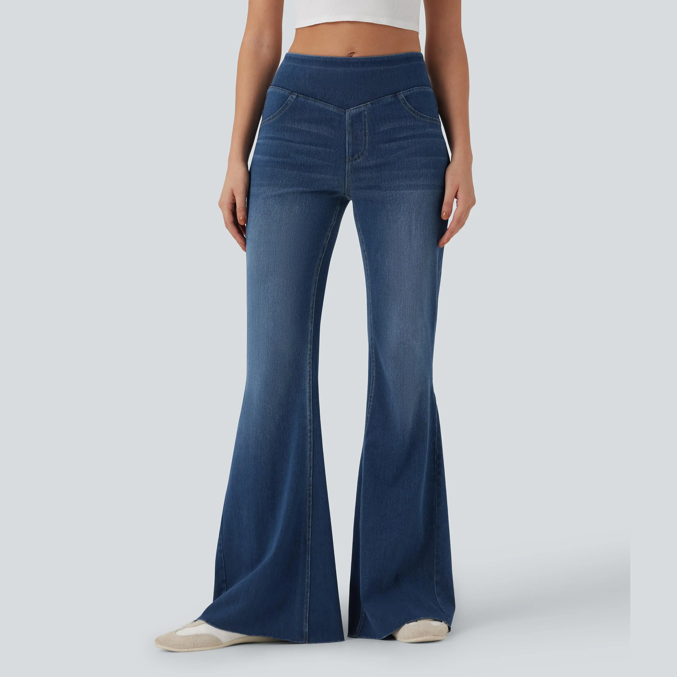 Halara Flex Mid Rise Casual Flare Jeans with Pockets