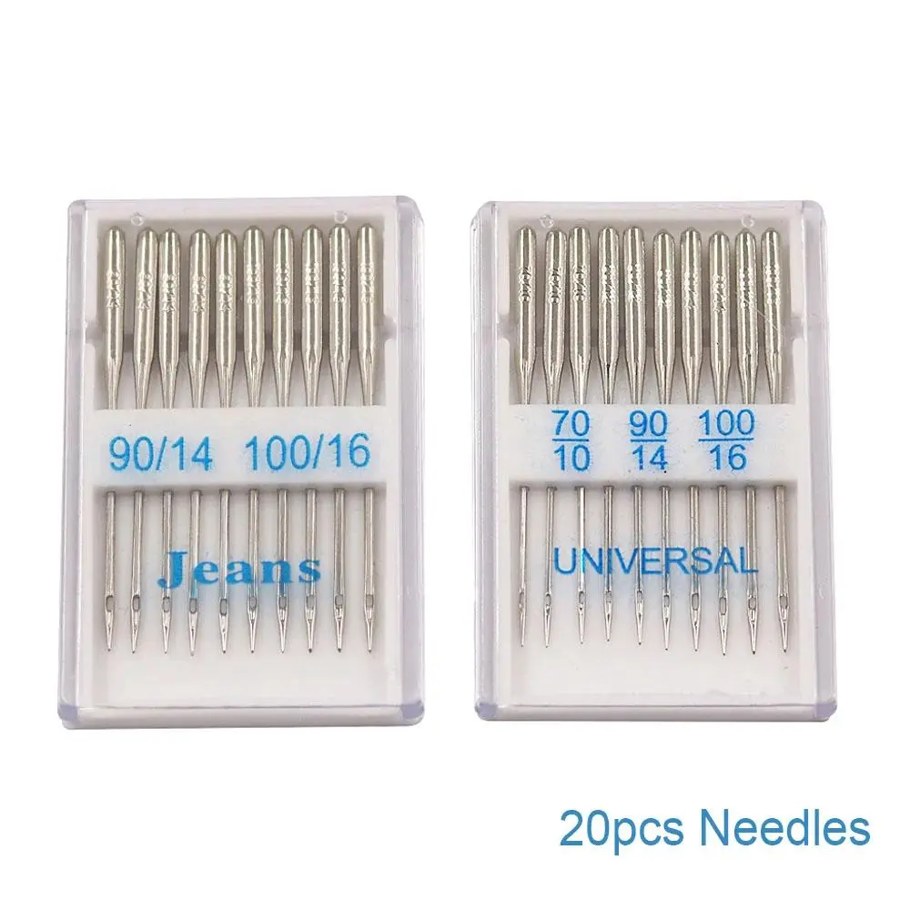 Sewing Machine Needles, 2 Boxes/20pcs Household Sewing Machine Needles, Universal Sewing Machine Accessories for Jeans, Clothes, Home Sewing Supplies