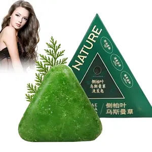 GEOMETRIC AESTHETIC Nature Triangle Shampoo Bar, Green Usman Grass Soap for Hair Care & Growth for Women and Mens, Gentle Cleansing & Nourishing Care, Natural Plant-Based Soap