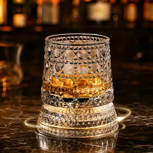 Luxury 360° Spinning Crystal Whiskey & Wine Glass, Rotating Rocks Barware for Men, Bourbon Drinkware, Stress Relief Home Bar Item, Dad & Step Dad Gift, Dad Gifts, Step Dad Gifts