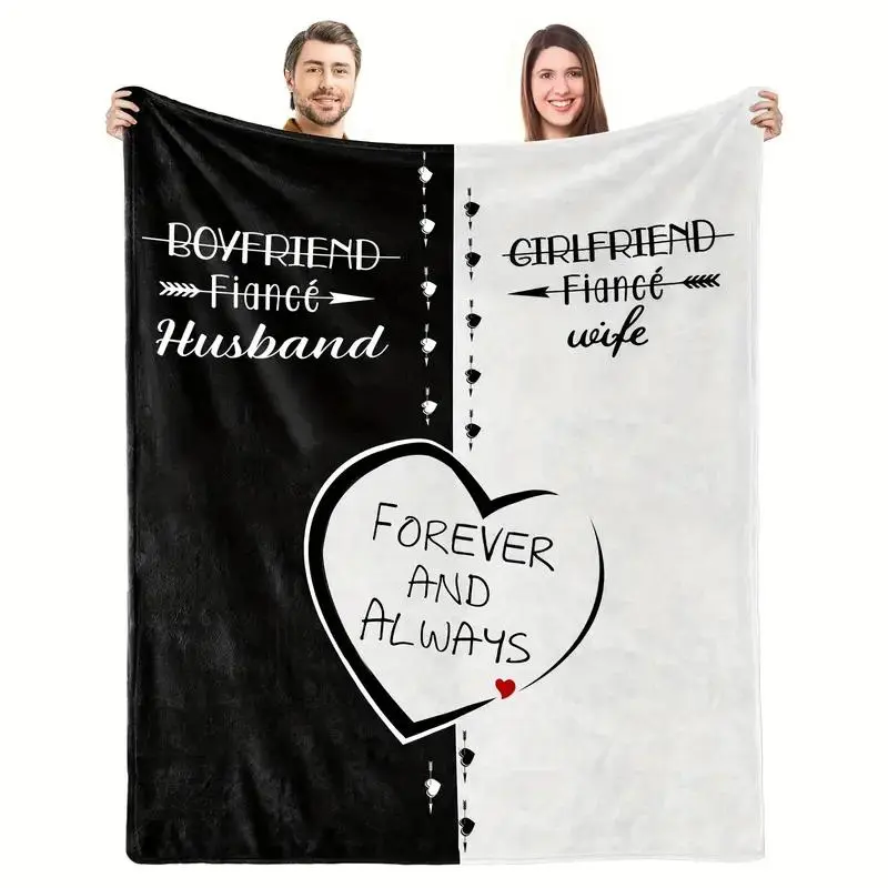 Couples Breathable Blanket - 101cm×76cm, 122cm×81cm(32 x 48 inches), 152cm×127cm - Letters-Infused Christmas, Thanksgiving Gift for Partners